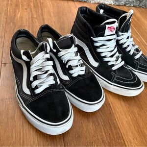 Vans Men's Black and White Sneakers 2pair Old Skool hi & lo suede size 7 men’s